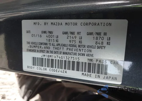 2016 Mazda Mazda3 I Touring z USA, uszkodzony, nr VIN JM1BM1V74G1327515